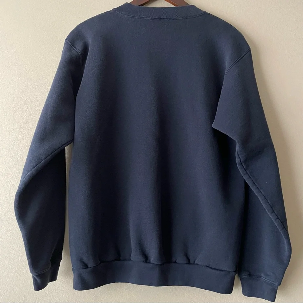 VTG Embroidered Heavyweight Navy Blue USA Sweatshirt L - Picture 2 of 6